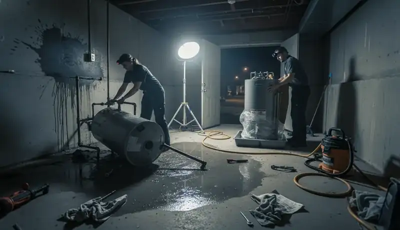 Expert Plumbing Pro - late-night-water-heater-rupture-and-replacement-in-brighton